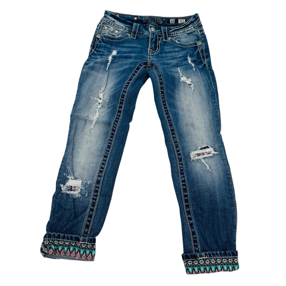 Miss Me Blue Ankle Cropped Distressed Jeans